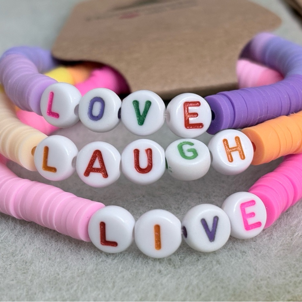 LIVE LAUGH LOVE Colorful Beaded Bracelets with Inspirational Words